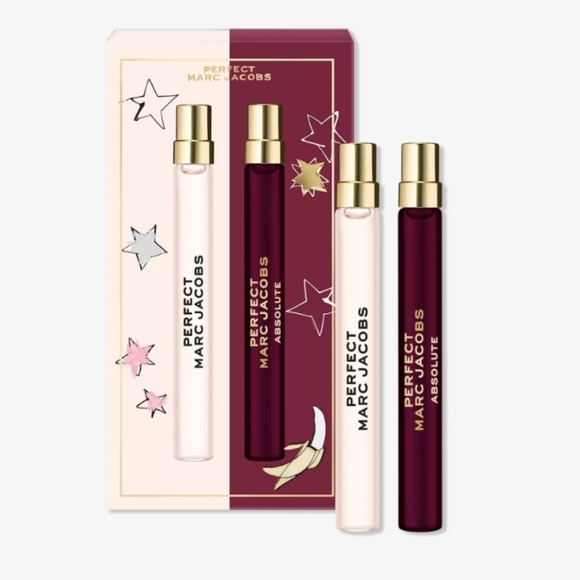 Marc Jacobs White and Burgundy Travel Spray Set